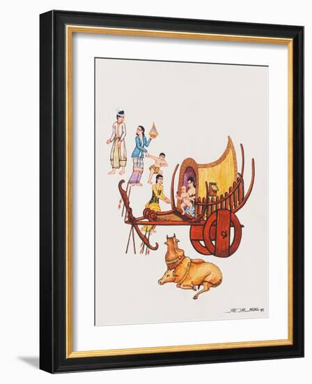 Family with their Ox-Cart, 1993-Yoe Yar Maung-Framed Giclee Print