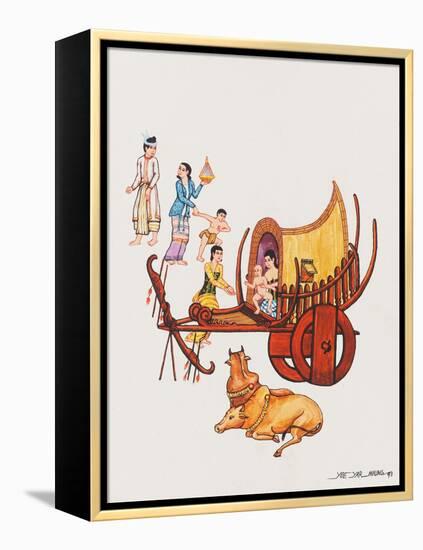 Family with their Ox-Cart, 1993-Yoe Yar Maung-Framed Premier Image Canvas