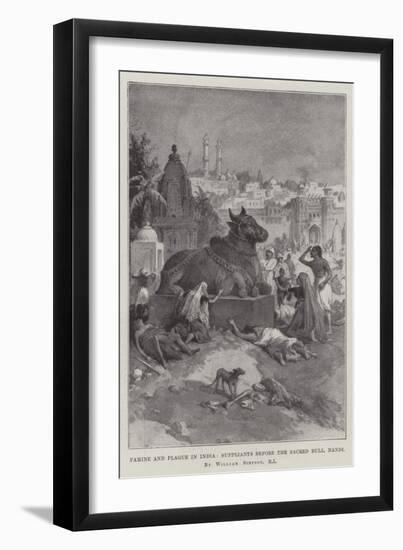 Famine and Plague in India, Suppliants before the Sacred Bull, Nandi-William 'Crimea' Simpson-Framed Giclee Print