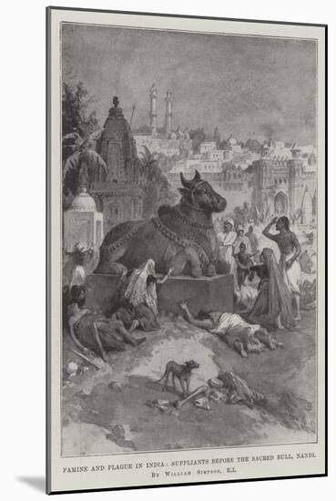 Famine and Plague in India, Suppliants before the Sacred Bull, Nandi-William 'Crimea' Simpson-Mounted Giclee Print