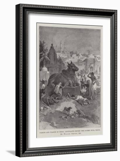 Famine and Plague in India, Suppliants before the Sacred Bull, Nandi-William 'Crimea' Simpson-Framed Giclee Print