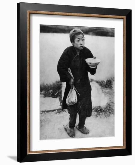 Famine, Ragged Child Begging For Food-George Silk-Framed Photographic Print