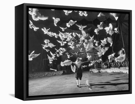 Famous Animal Trainer Vladimir Durov of the Moscow Circus Performing with His Birds-Loomis Dean-Framed Premier Image Canvas