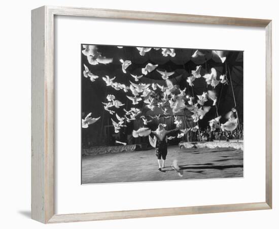 Famous Animal Trainer Vladimir Durov of the Moscow Circus Performing with His Birds-Loomis Dean-Framed Photographic Print