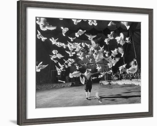 Famous Animal Trainer Vladimir Durov of the Moscow Circus Performing with His Birds-Loomis Dean-Framed Photographic Print
