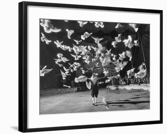 Famous Animal Trainer Vladimir Durov of the Moscow Circus Performing with His Birds-Loomis Dean-Framed Photographic Print