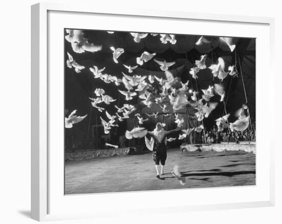 Famous Animal Trainer Vladimir Durov of the Moscow Circus Performing with His Birds-Loomis Dean-Framed Photographic Print