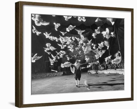 Famous Animal Trainer Vladimir Durov of the Moscow Circus Performing with His Birds-Loomis Dean-Framed Photographic Print