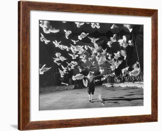 Famous Animal Trainer Vladimir Durov of the Moscow Circus Performing with His Birds-Loomis Dean-Framed Photographic Print