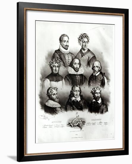 Famous Authors: Miguel de Cervantes-Jacques Francois Gauderique Llanta-Framed Giclee Print