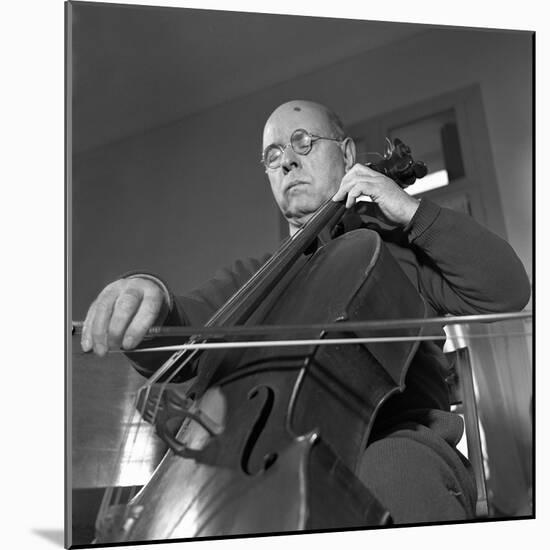 Famous Catalan cellist Pablo Casals in his exile from Franco-Spain in Prades, French Pyrenes. 1951.-Erich Lessing-Mounted Photographic Print