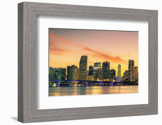 Famous City of Miami, Summer Sunset-prochasson-Framed Photographic Print