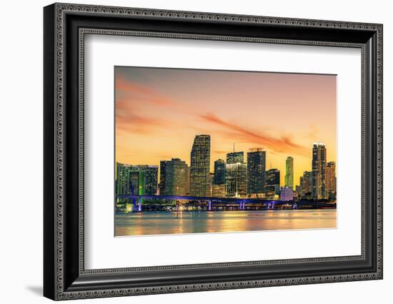 Famous City of Miami, Summer Sunset-prochasson-Framed Photographic Print