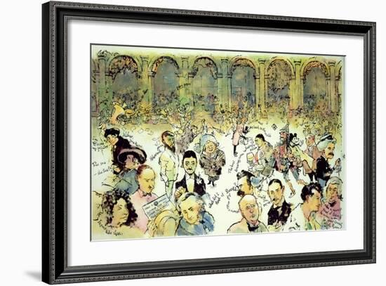 Famous Faces Outside Florian's in the Piazza San Marco, Venice, C.1990-George Adamson-Framed Giclee Print