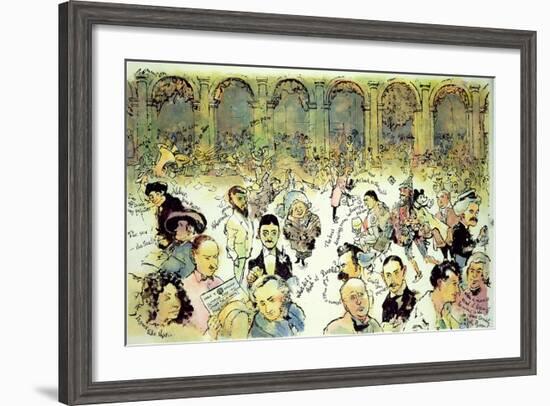 Famous Faces Outside Florian's in the Piazza San Marco, Venice, C.1990-George Adamson-Framed Giclee Print