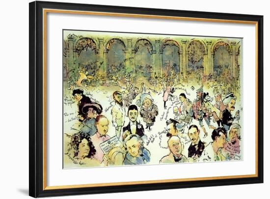 Famous Faces Outside Florian's in the Piazza San Marco, Venice, C.1990-George Adamson-Framed Giclee Print