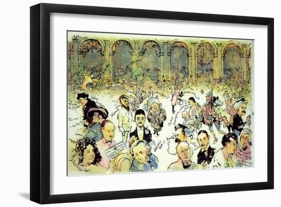 Famous Faces Outside Florian's in the Piazza San Marco, Venice, C.1990-George Adamson-Framed Giclee Print