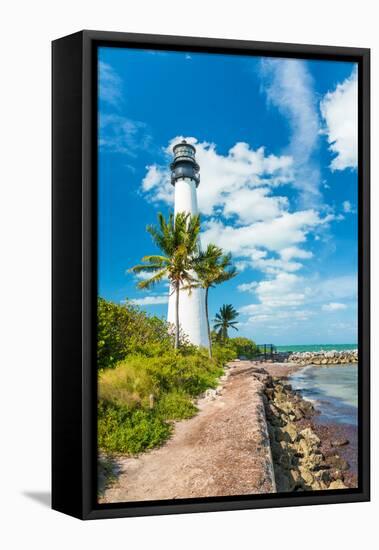 Famous Lighthouse at Cape Florida in the South End of Key Biscayne , Miami-Kamira-Framed Premier Image Canvas