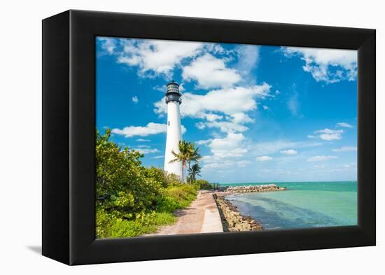 Famous Lighthouse at Cape Florida in the South End of Key Biscayne , Miami-Kamira-Framed Premier Image Canvas