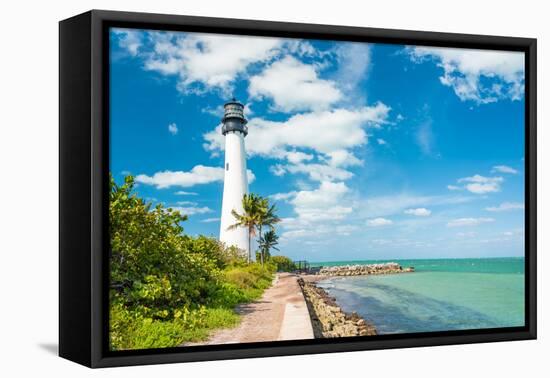 Famous Lighthouse at Cape Florida in the South End of Key Biscayne , Miami-Kamira-Framed Premier Image Canvas