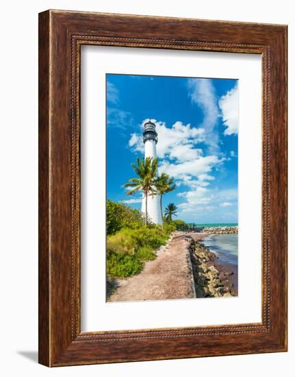 Famous Lighthouse at Cape Florida in the South End of Key Biscayne , Miami-Kamira-Framed Photographic Print