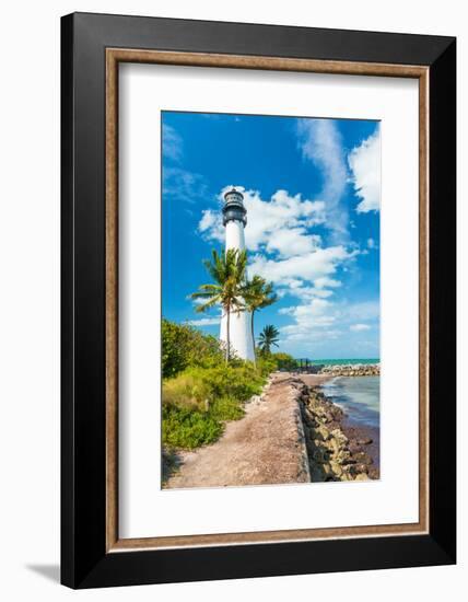 Famous Lighthouse at Cape Florida in the South End of Key Biscayne , Miami-Kamira-Framed Photographic Print