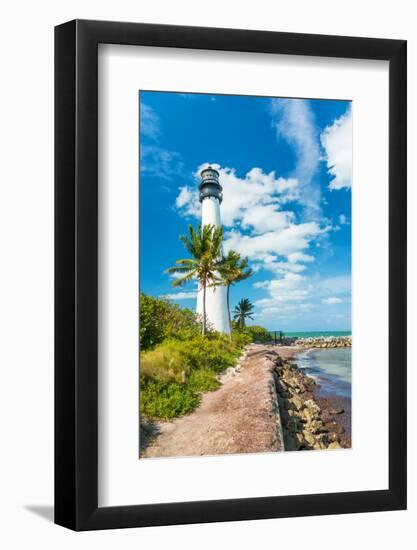 Famous Lighthouse at Cape Florida in the South End of Key Biscayne , Miami-Kamira-Framed Photographic Print