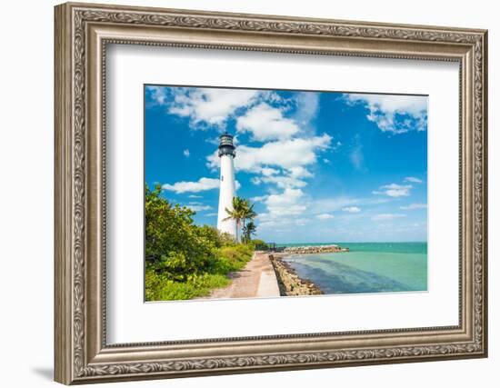 Famous Lighthouse at Cape Florida in the South End of Key Biscayne , Miami-Kamira-Framed Photographic Print