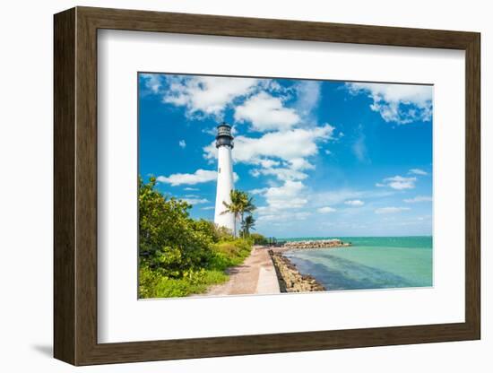 Famous Lighthouse at Cape Florida in the South End of Key Biscayne , Miami-Kamira-Framed Photographic Print