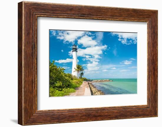 Famous Lighthouse at Cape Florida in the South End of Key Biscayne , Miami-Kamira-Framed Photographic Print