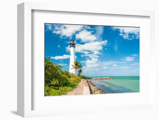 Famous Lighthouse at Cape Florida in the South End of Key Biscayne , Miami-Kamira-Framed Photographic Print