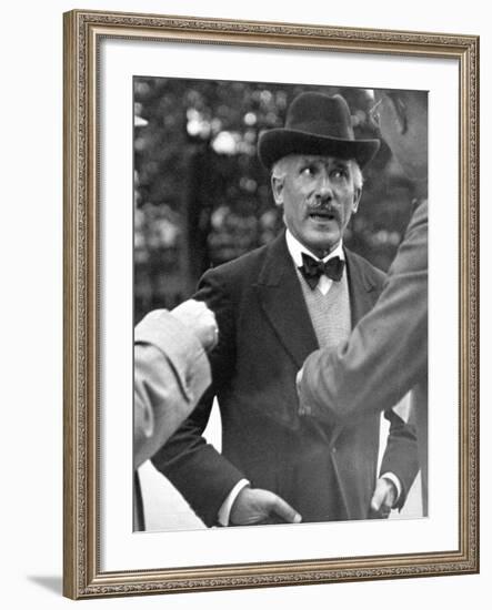 Famous Maestro Arturo Toscanini Stopping in Street and Talking to 2 Men-Alfred Eisenstaedt-Framed Premium Photographic Print