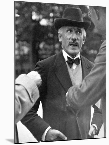 Famous Maestro Arturo Toscanini Stopping in Street and Talking to 2 Men-Alfred Eisenstaedt-Mounted Premium Photographic Print