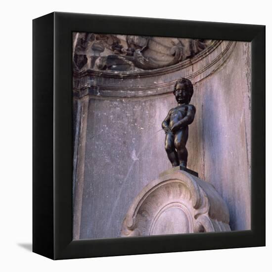 Famous Manneken Pis Statue in Brussels, Belgium, Europe-Roy Rainford-Framed Premier Image Canvas