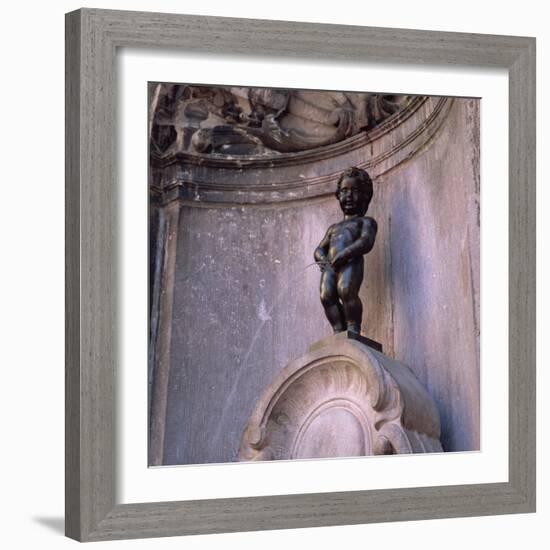 Famous Manneken Pis Statue in Brussels, Belgium, Europe-Roy Rainford-Framed Photographic Print