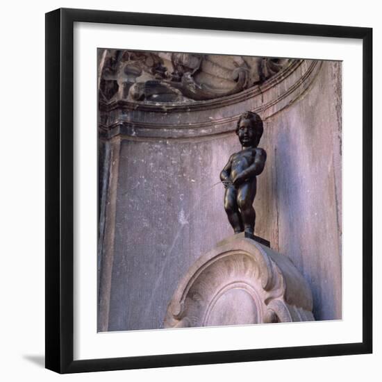 Famous Manneken Pis Statue in Brussels, Belgium, Europe-Roy Rainford-Framed Photographic Print