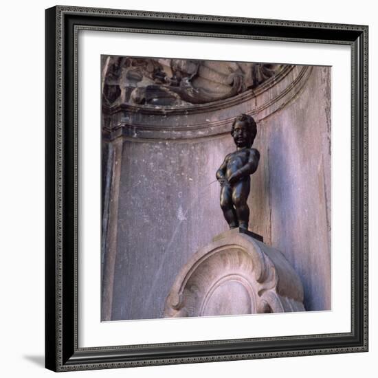 Famous Manneken Pis Statue in Brussels, Belgium, Europe-Roy Rainford-Framed Photographic Print