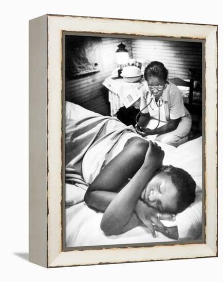 Famous Midwife-Nurse Maude Callen, Attending a Woman in Labor-W^ Eugene Smith-Framed Premier Image Canvas