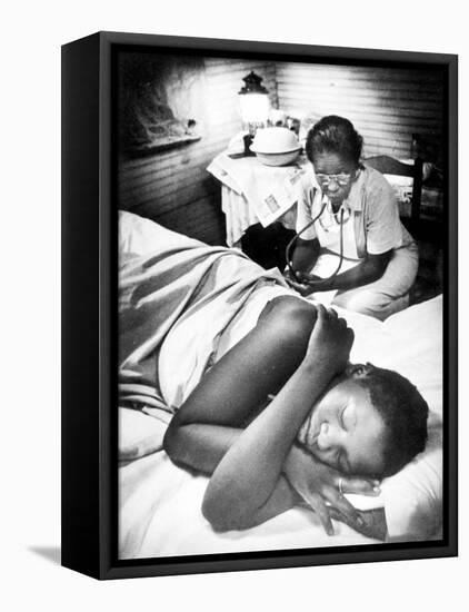 Famous Midwife-Nurse Maude Callen, Attending a Woman in Labor-W^ Eugene Smith-Framed Premier Image Canvas