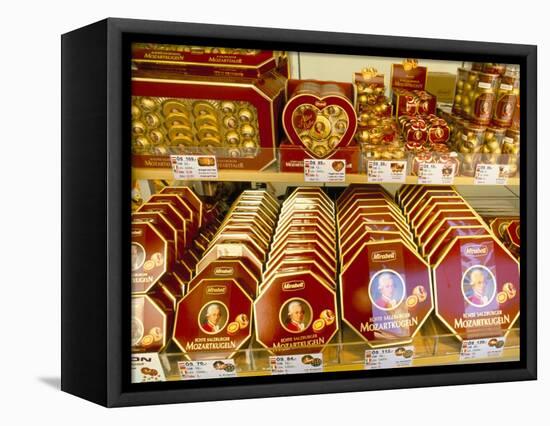 Famous Mozart Chocolates, Salzburg, Austria-Richard Nebesky-Framed Premier Image Canvas