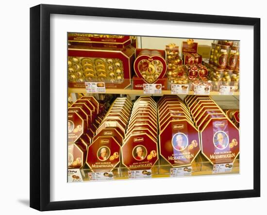 Famous Mozart Chocolates, Salzburg, Austria-Richard Nebesky-Framed Photographic Print