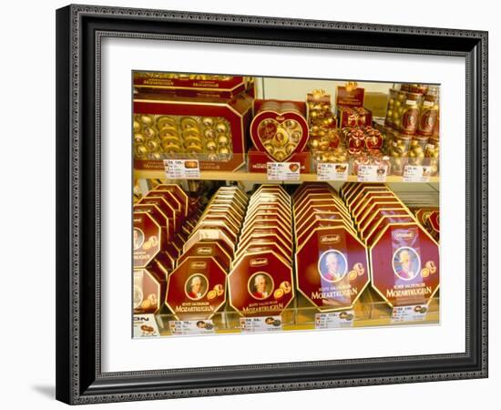 Famous Mozart Chocolates, Salzburg, Austria-Richard Nebesky-Framed Photographic Print