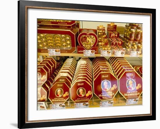 Famous Mozart Chocolates, Salzburg, Austria-Richard Nebesky-Framed Photographic Print