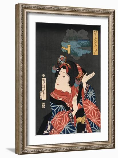 Famous Places in Edo: Ai No Uchi Matched to Oshichi-Kuniteru Utagawa-Framed Art Print