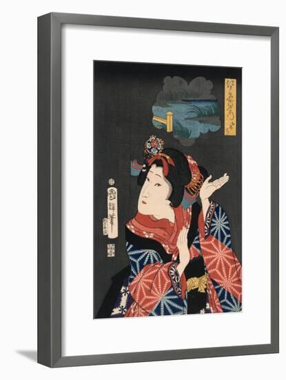 Famous Places in Edo: Ai No Uchi Matched to Oshichi-Kuniteru Utagawa-Framed Art Print