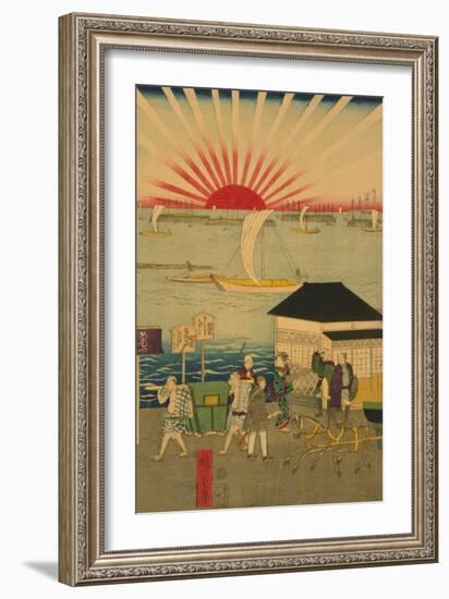 Famous Places in Tokyo: Real View of Takanawa No.2 Featuring the Rising Sun-Ando Hiroshige-Framed Art Print