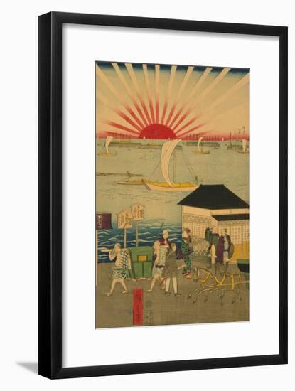 Famous Places in Tokyo: Real View of Takanawa No.2 Featuring the Rising Sun-Ando Hiroshige-Framed Art Print