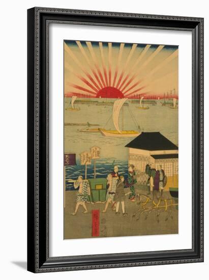 Famous Places in Tokyo: Real View of Takanawa No.2 Featuring the Rising Sun-Ando Hiroshige-Framed Art Print