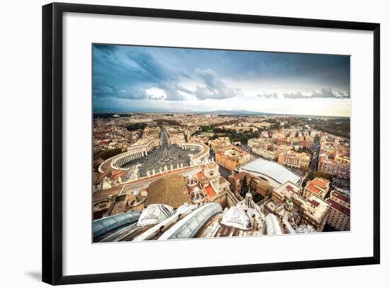 Famous Saint Peter's Square in Vatican and Aerial View of the City, Rome, Italy.-GekaSkr-Framed Photographic Print