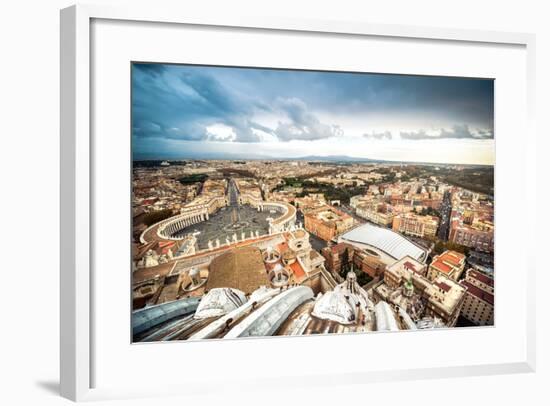 Famous Saint Peter's Square in Vatican and Aerial View of the City, Rome, Italy.-GekaSkr-Framed Photographic Print